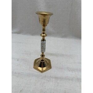Brass Candlestick With Mother Of Pearl Inlay Made in India